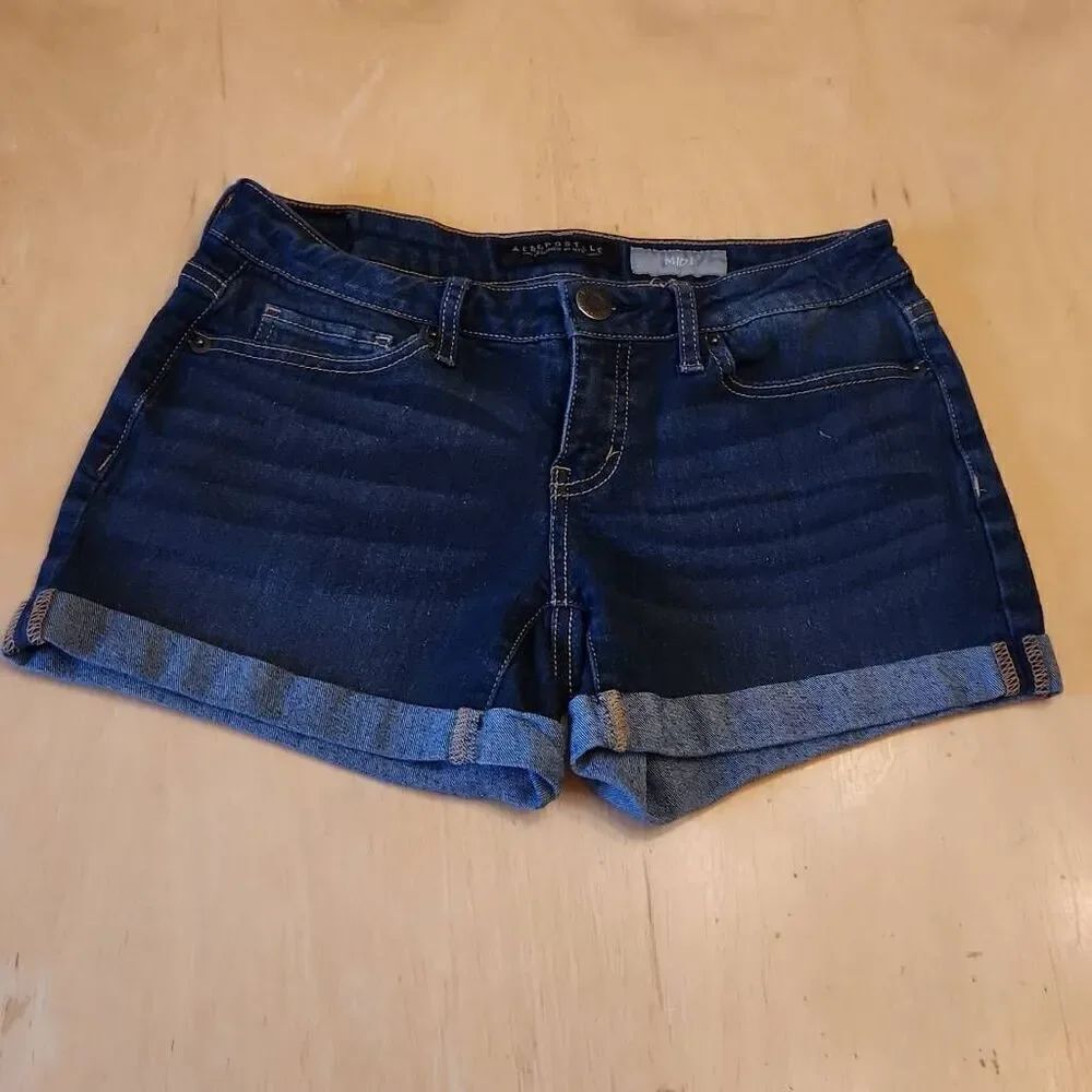 Aeropostale midi dark denim jean shorts women's size 0